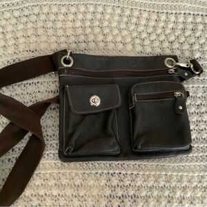 Roots Brown Messenger Bag with Multiple Compartments